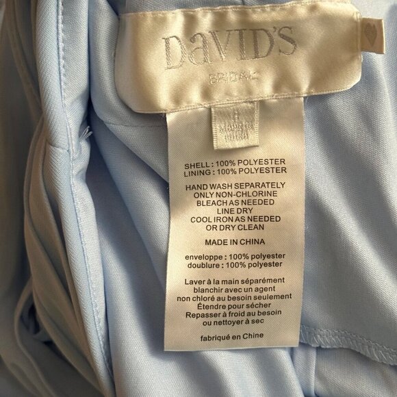 David's Bridal Y Neck Mesh Short Bridesmaid Dress Ice Blue Women's Size 6 EUC - Picture 6 of 10